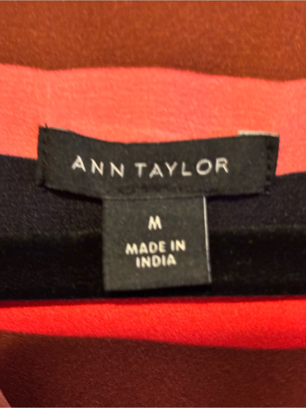 Ann Taylor Colorblock Top in Coral, Black, Brown